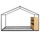 preview thumbnail 4 of 11, Black Full Size Metal Wood House Bed Frame with Shelves and Lights for Kids, Boys and Girls