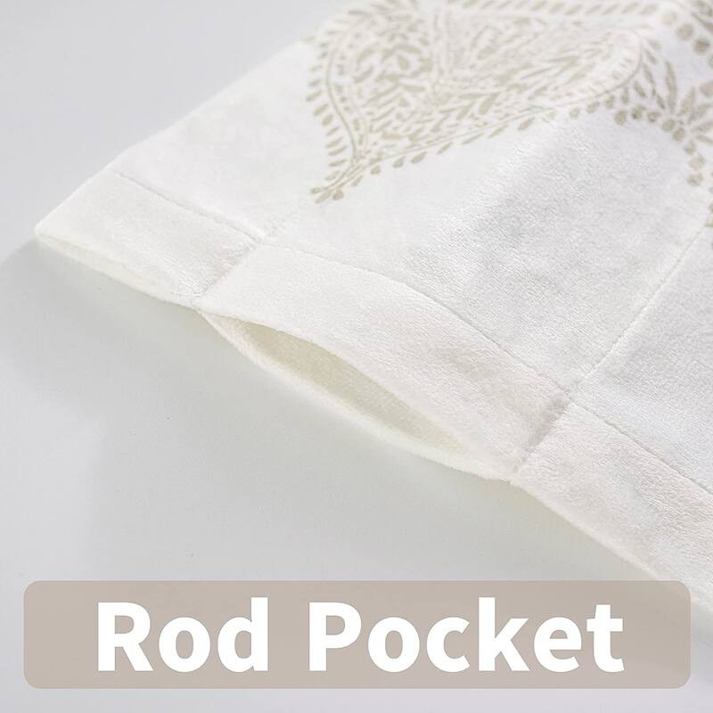 DriftAway Sadie Paisley Medallion Pattern Boho Velvet Window Curtain Valance with Handmade Tassels