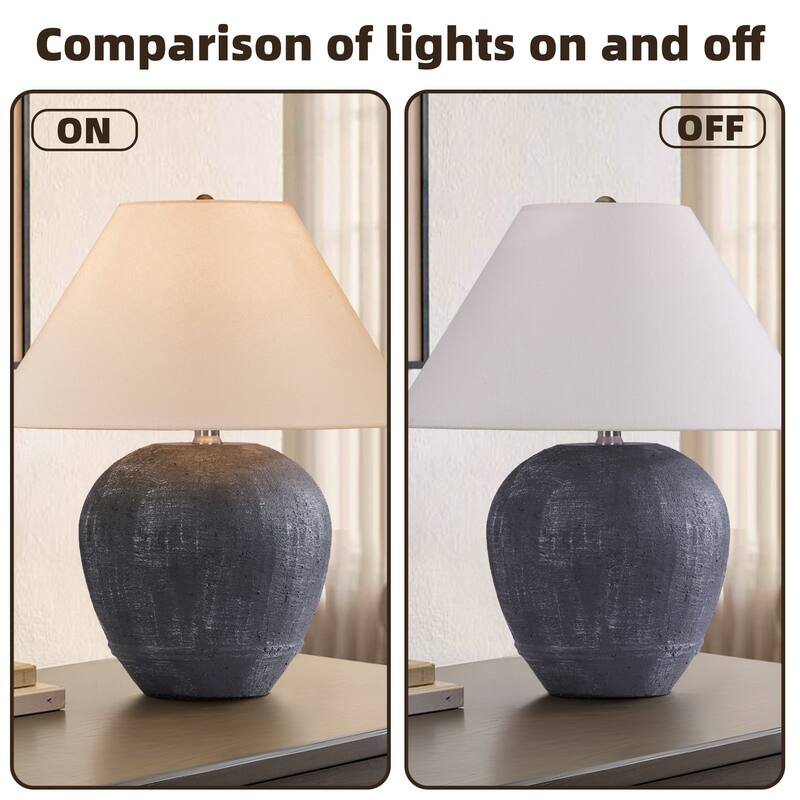 Modern Ceramic Table Lamp with Cone Linen Shade