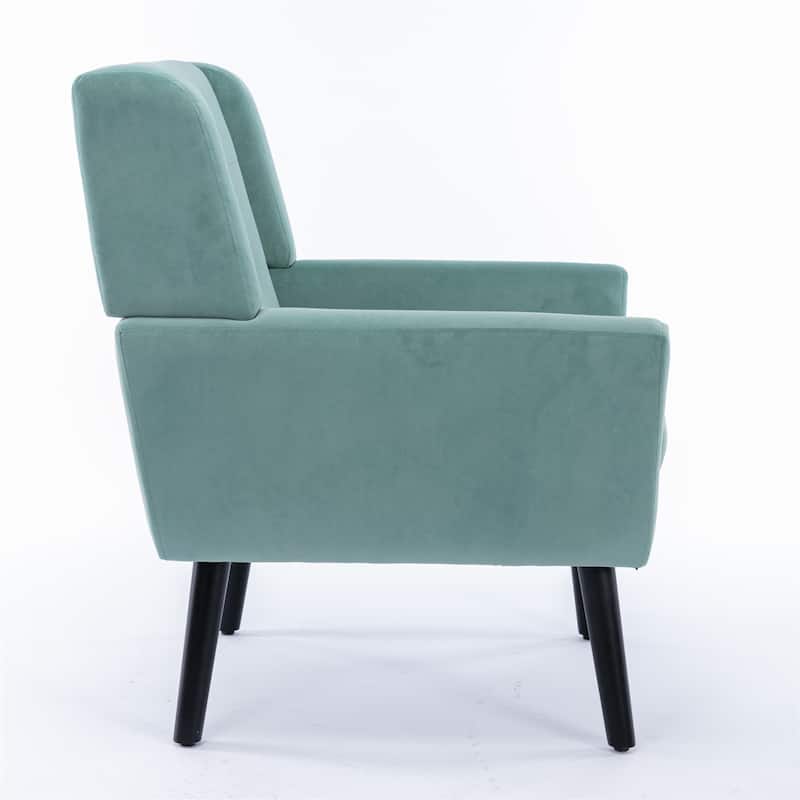 Mint Green Velvet 29.53" Buttons Tufted Accent Chair with Black Legs