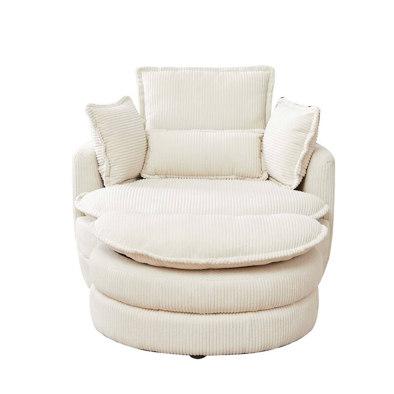 Swivel Chair with Moon Storage Ottoman for Living Room