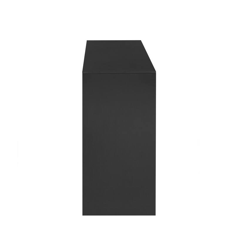 60" Modern 4-Door Sideboard with Open Shelf, Solid Wood Veneer Storage Cabinet for Living Room, Entryway (Black/Natural)