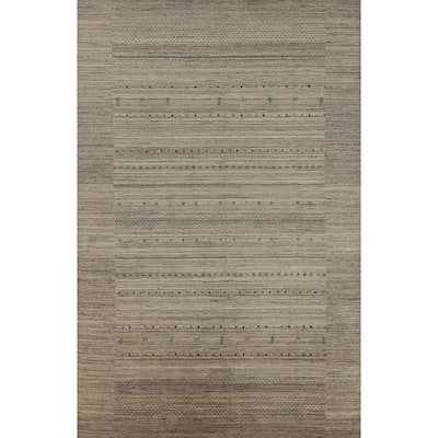 Hand Knotted Oriental 100% Wool Carpet Tribal Tribal Beige & Ivories Gabbeh Area Rug - 9' 9'' X 6' 7''