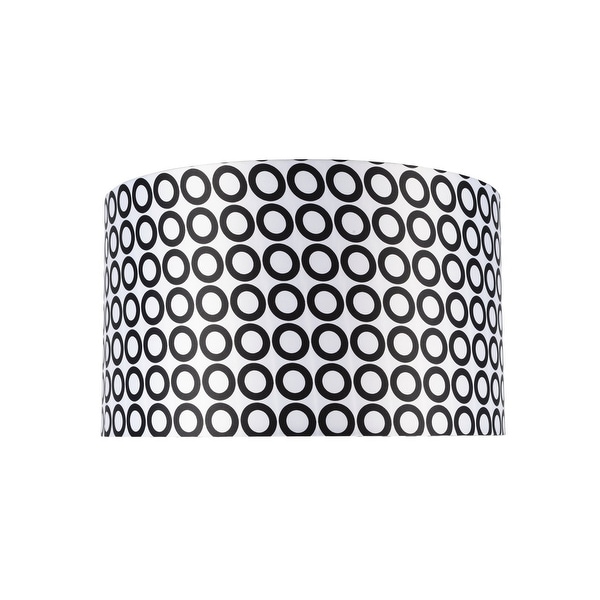 Aspen Creative Hardback Drum (Cylinder) Shape Spider Construction Lamp Shade in Black & White Geometric Print (17" x 17" x 10"). Opens flyout.