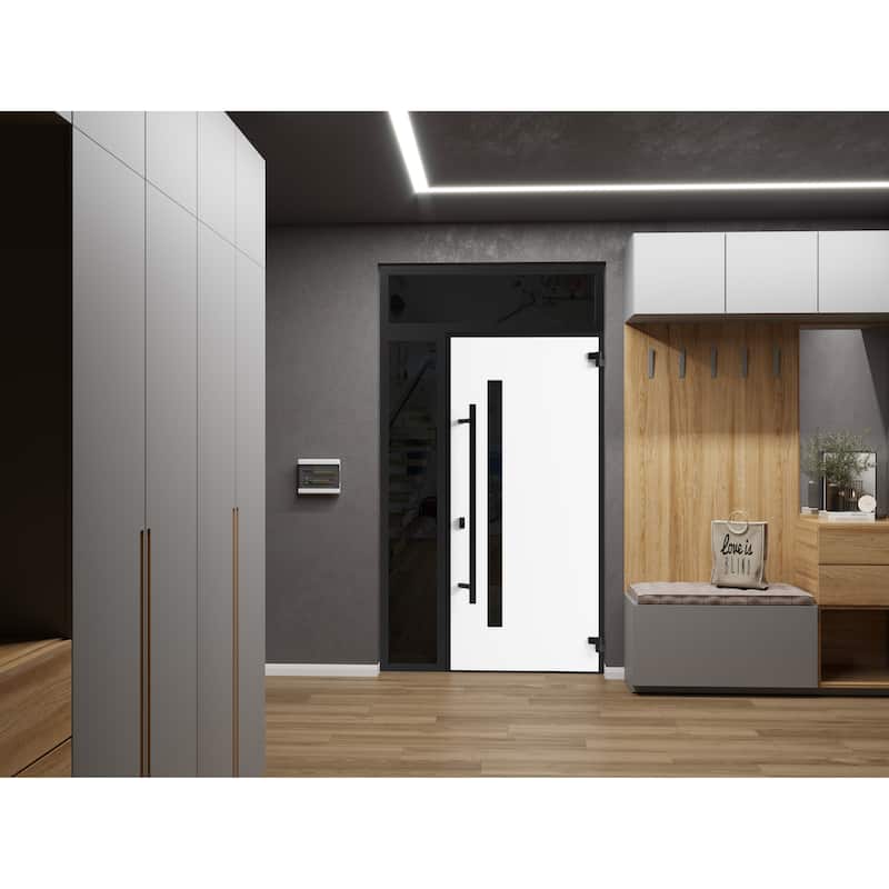 Front Exterior Prehung Steel Door Ronex 0162 Red Oak Entry Metal Painted W36xH80 Left hand Inswing