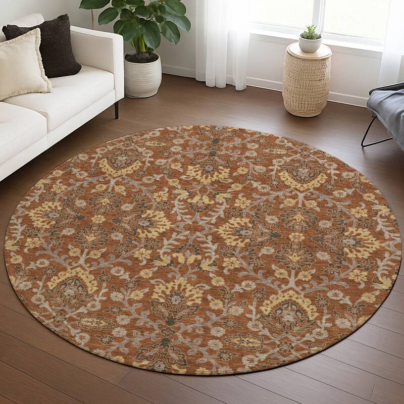 Machine Washable Indoor/ Outdoor Traditional Hartman Chantille Rug