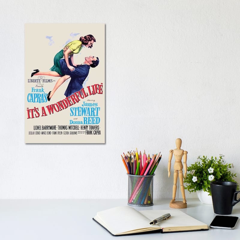 iCanvas "It's A Wonderful Life Movie Poster" by Radio Days Canvas Print - 12x8x0.75