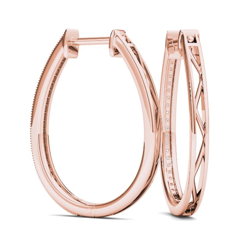 1/6ct TDW Diamond Hoop Earrings in 10k Rose Gold for Women