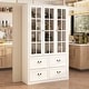 preview thumbnail 71 of 98, Modular Glass Doors Display Cabinet Combo Bookcase Home Office Pantry