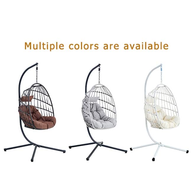 Sturdy Iron Swing Chair with Wicker Weaving – Single-Person Hanging Seat for Indoor & Outdoor Use‌.
