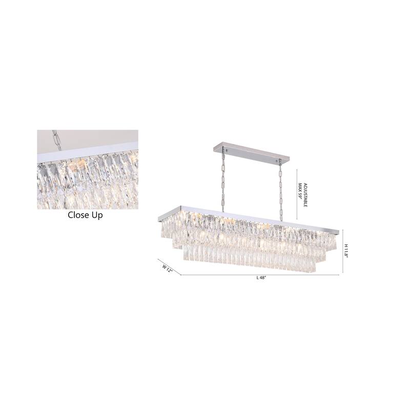 16 Light Chrome Metal Chandelier With Clear Crystal Accents