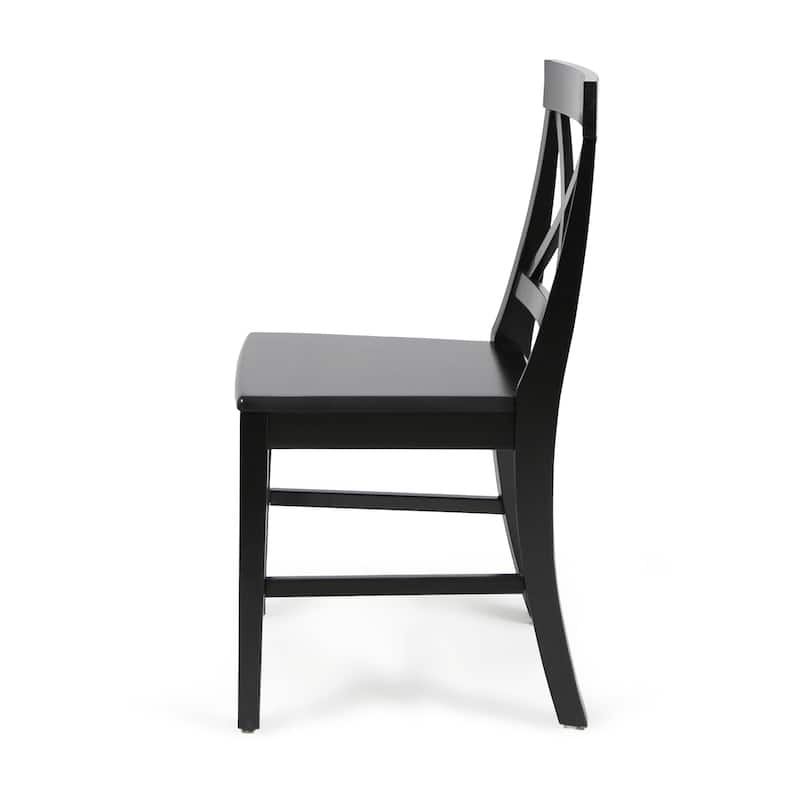 Mid-Century Modern Acacia Wood Dining Chairs Black (Set of 2)