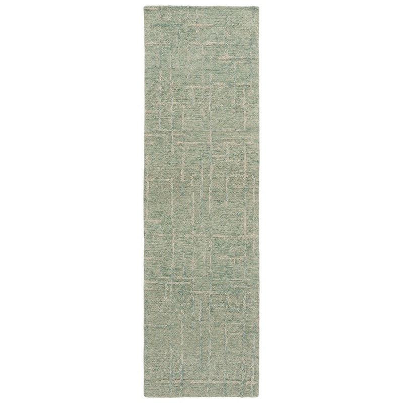 SAFAVIEH Handmade Ebony Agostina Modern & Contemporary Wool Rug - 2'3" x 8' Runner - Green