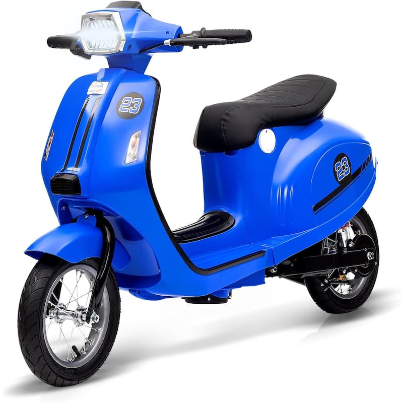 Electric Motorcycle for Big Kids, 24V 350W Kids Ride on Moped - Blue