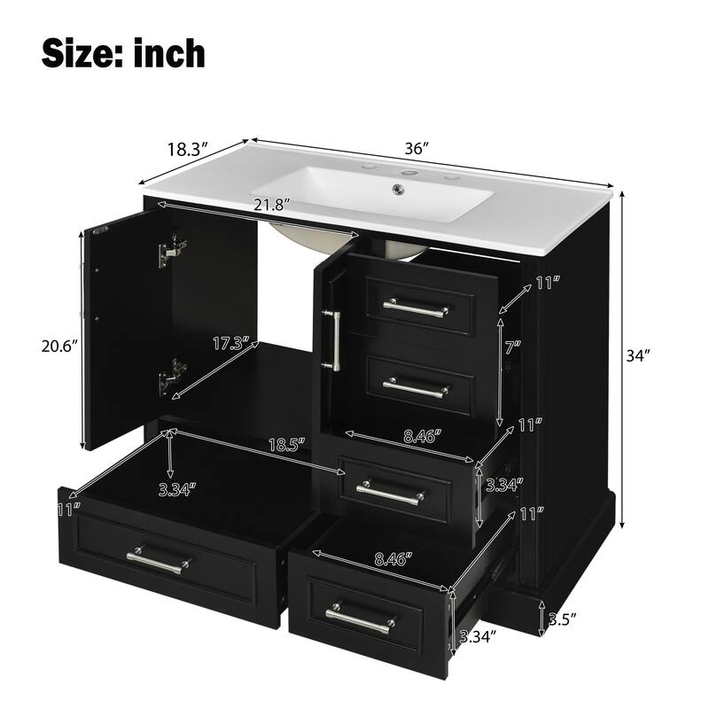 Exquisite Traditional Bathroom Vanity with Premium Ceramics Sink and Ample Storage