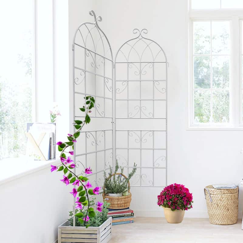 Rustproof Metal Garden Trellis for Climbing Plants, Outdoor Flower Support, 71" x 19.7"