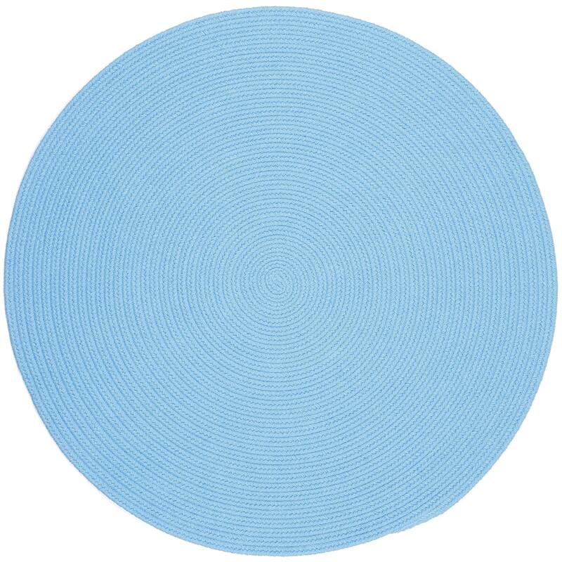 Rhody Rug Happy Feet Indoor/ Outdoor Braided Area Rug - Aqua Blue - 4' Round
