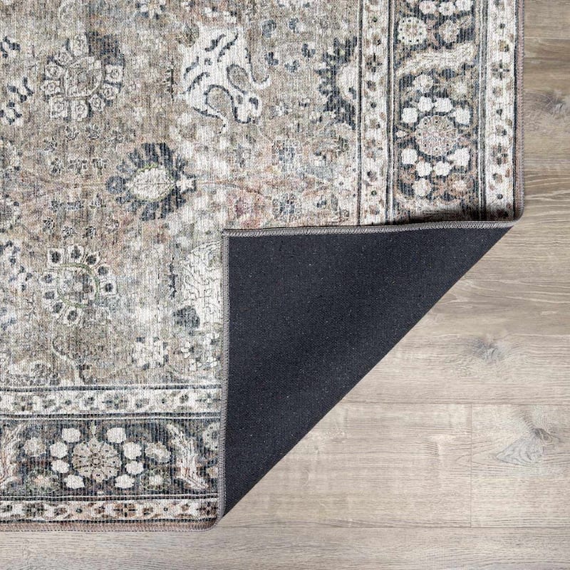 Hauteloom Ganyangan Living Room, Bedroom Machine Washable Area Rug - Traditional - Black, Charcoal, Cream - 9'10" x 14'