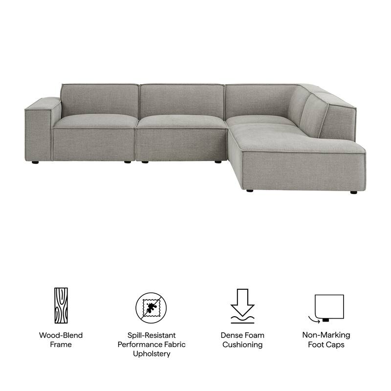 Restore 4-Piece Performance Fabric Upholstered Modular L-Shaped Sofa