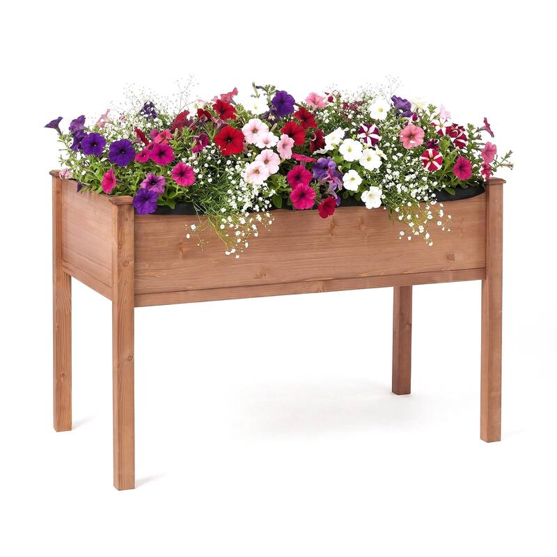 Anmytek Elevated Raised Garden Bed Standing Height Patio Backyard Planter Wooden
