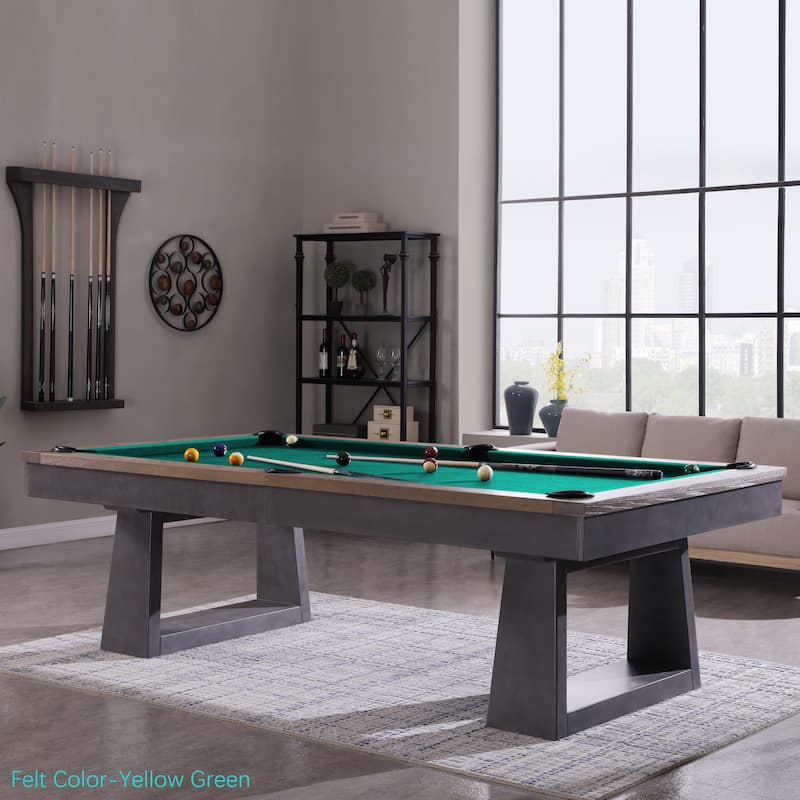 HESTON 8ft Billiard Slate Pool Table - Green/Yellow