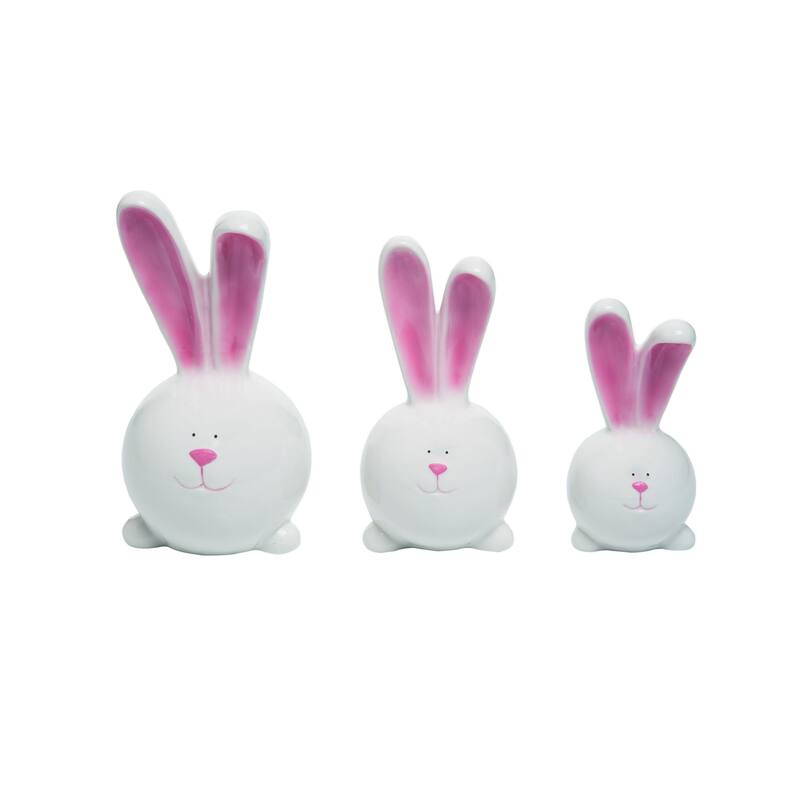 Transpac Ceramic 9.56 in. Easter Big Ear Bunny Set of 3