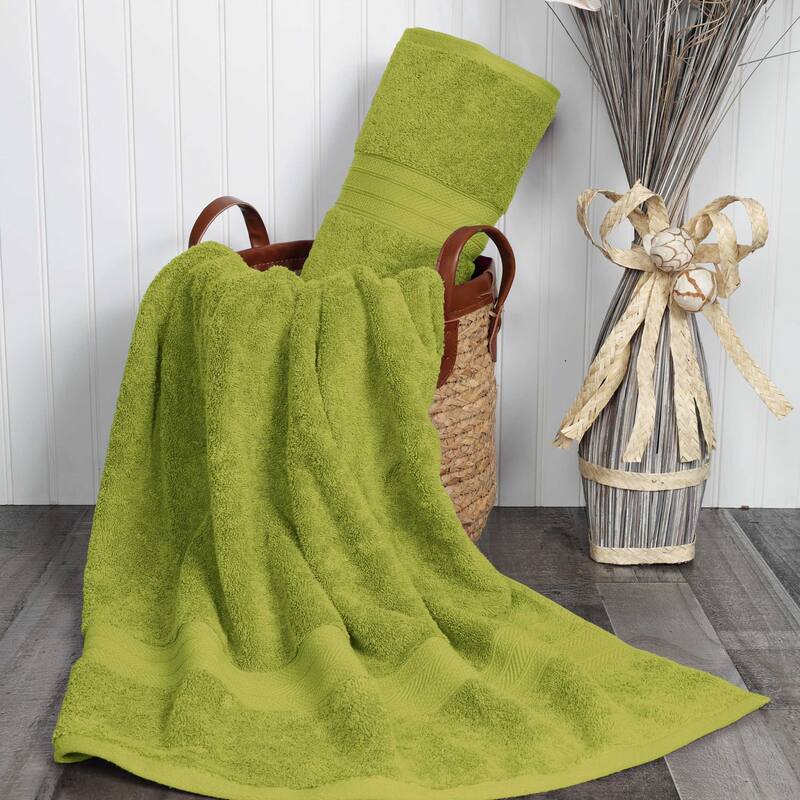 Superior Long Staple Combed Cotton Solid Bath Sheet - (Set of 2) - Green Essence