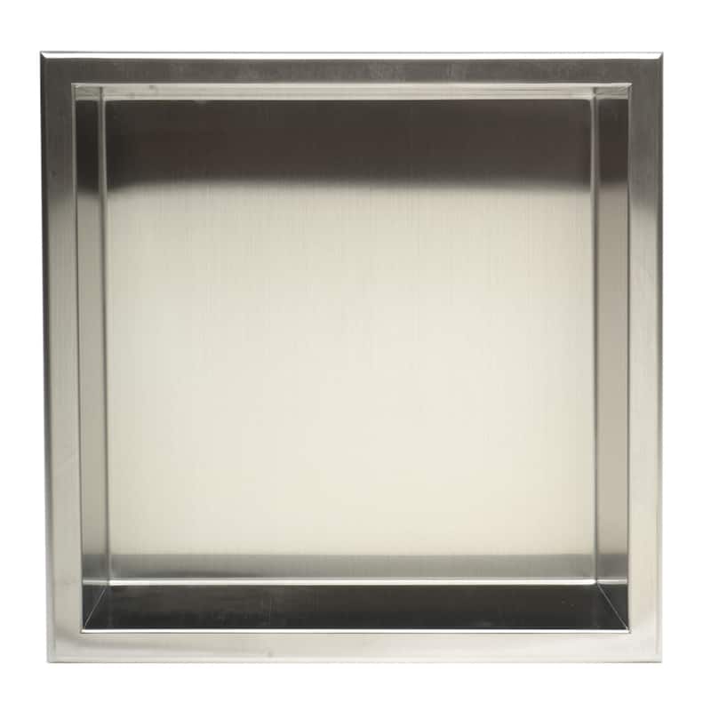 ALFI brand 12 x 12 Brushed Stainless Steel Square Single Shelf Bath Shower Niche - Grey