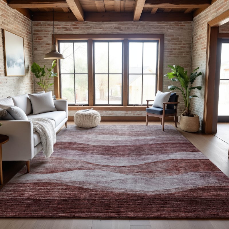 Premium Washable Super Soft Cool Modern Wvave Mayfield Rug - Blush - 5' x 7'6"