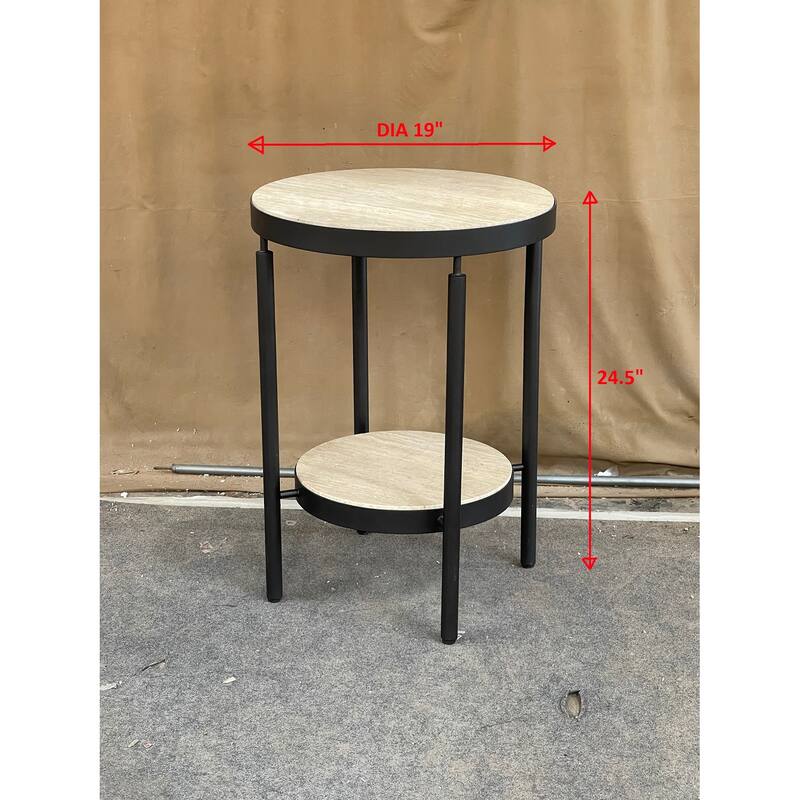 Uttermost Dauntless Travertine Side Table - 19"W x 24"H x 19"D