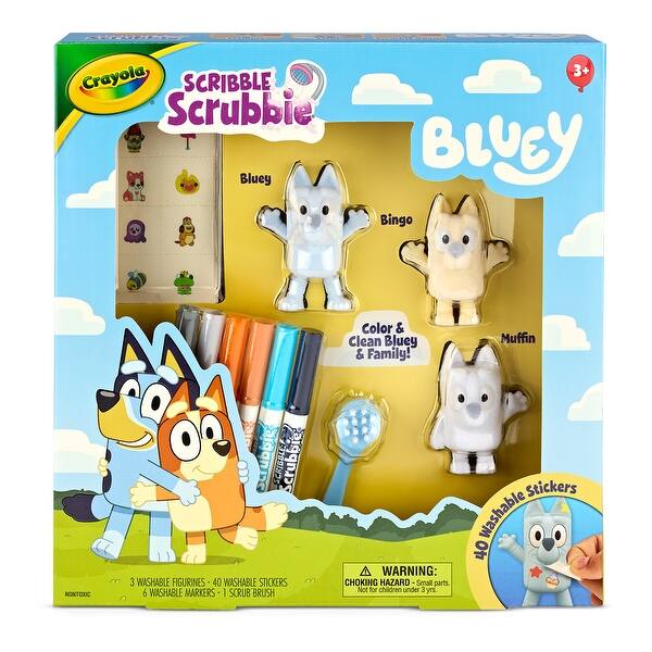 slide 2 of 5, Crayola Scribble Scrubbie Bluey Deluxe, 3 Count Set - Assorted Assorted - Kids