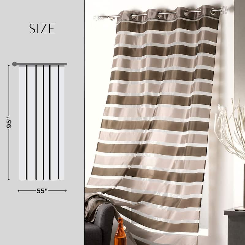 Striped Sheer Extra Wide Window Curtain Panel - Light-Filtering Drape for Modern Home Decor