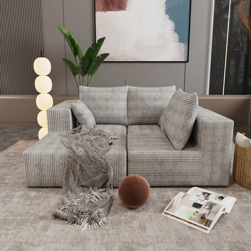 Gray Corner Combination Sofa, Fabric & Foam, 107x39x26 inches, 152 lbs