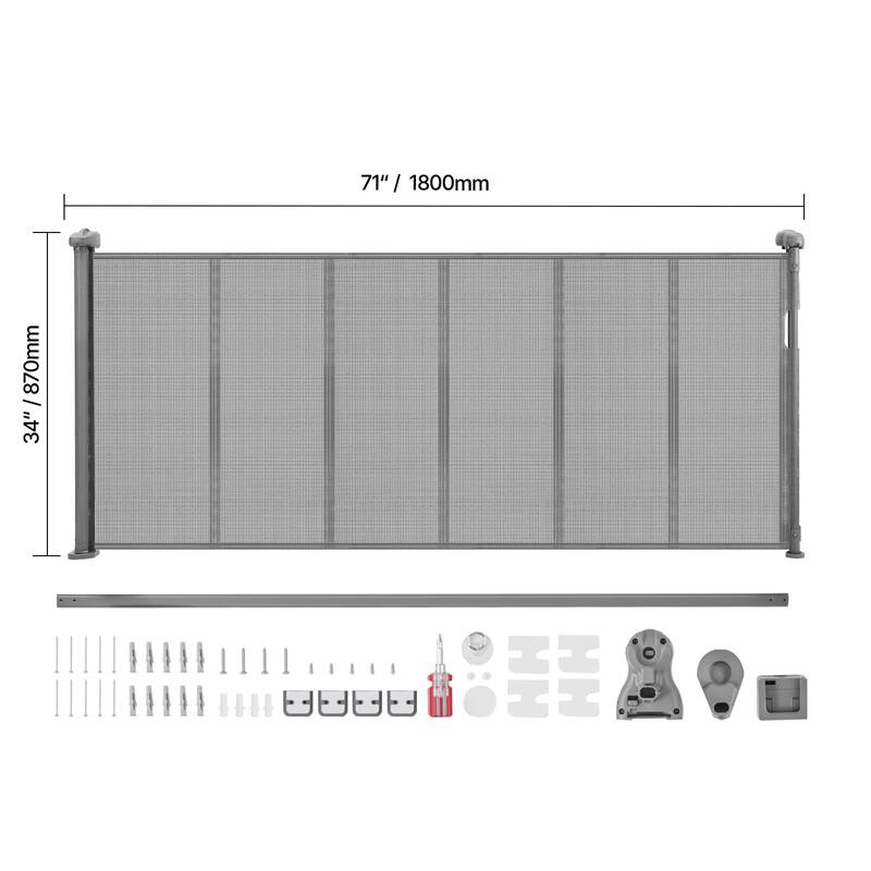 Anmytek Retractable Baby Pet Gate with Anti-Crawl Strip