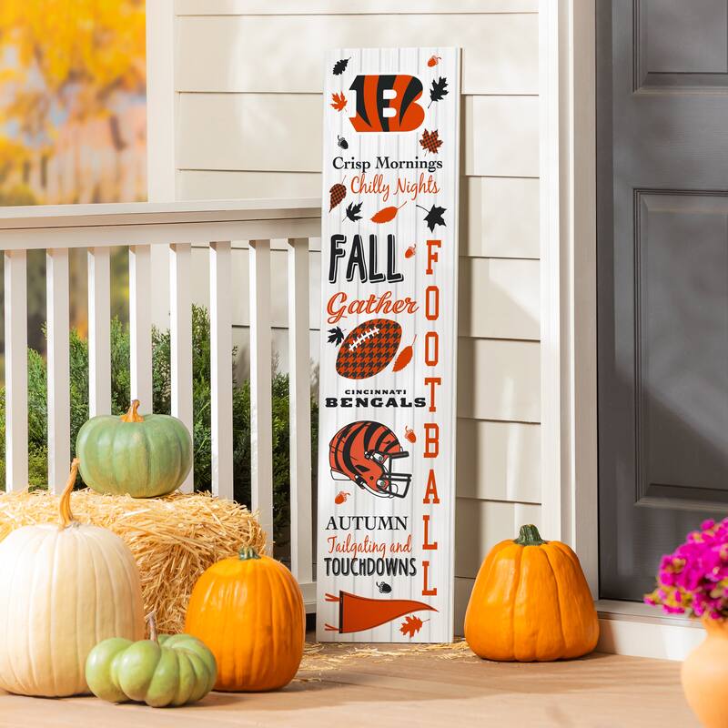 47" Double Sided Seasonal Porch Leaner, Cincinnati Bengals - 47" x 11.25" - Fall