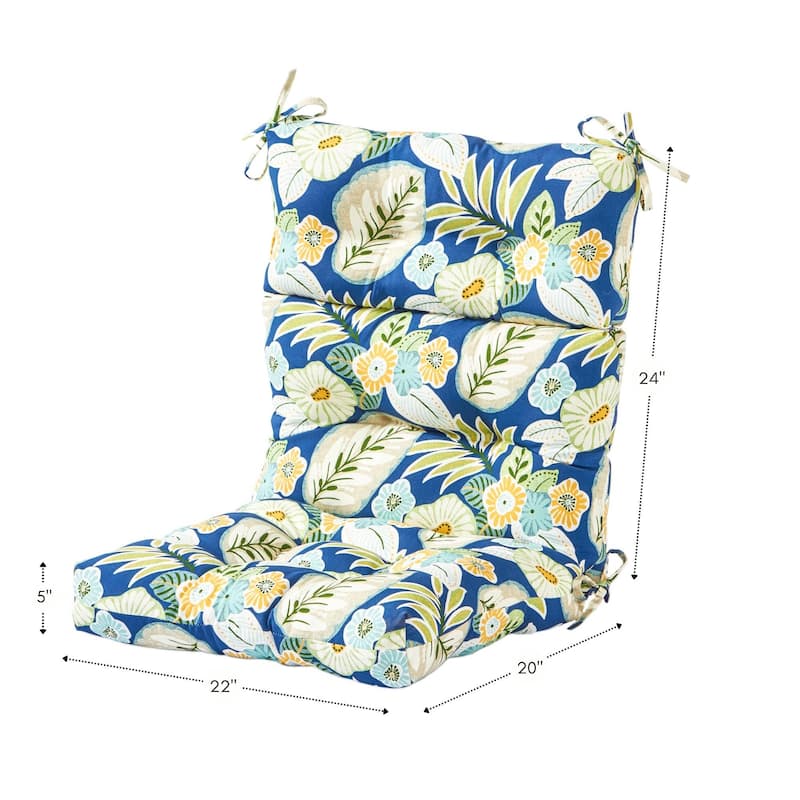 Marlow Floral 22-in x 44-in Outdoor High Back Chair Cushion (Set of 2) (Cushions Only)