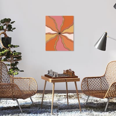 Wynwood Studio Canvas Abstract Kids Parachute Game in Oranges Orange Modern & Contemporary Wall Art Canvas Print