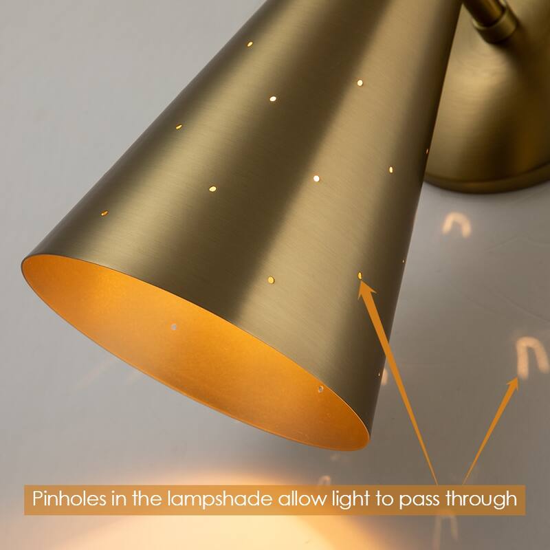 2-Light Modern Industrial Gold/Nickel Cone Hourglass Bathroom Vanity Light Wall Sconce