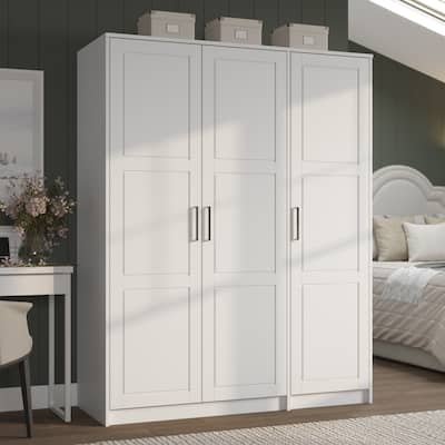 Palace Imports 100% Solid Wood Urban 3-door Wardrobe with Solid and Mirrored Doors