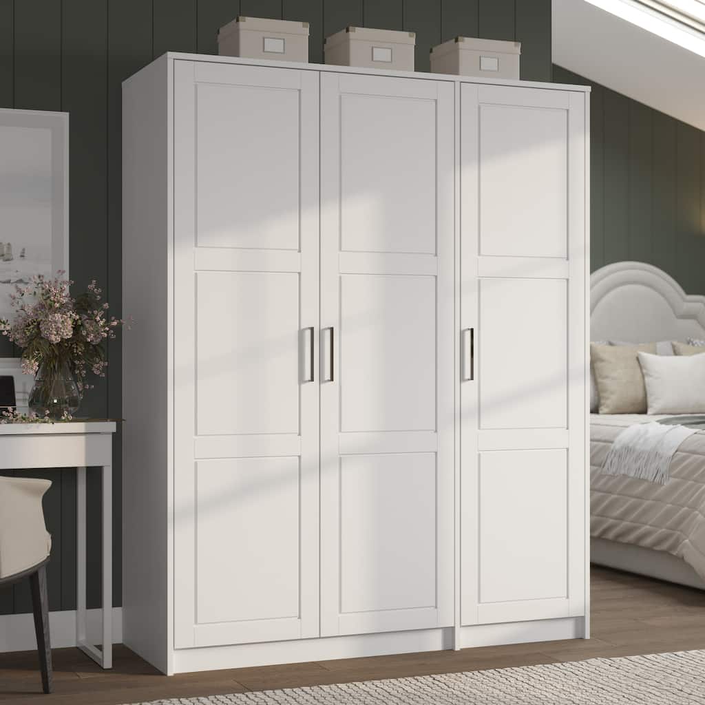 Palace Imports 100% Solid Wood Urban 3-door Wardrobe with Solid and Mirrored Doors