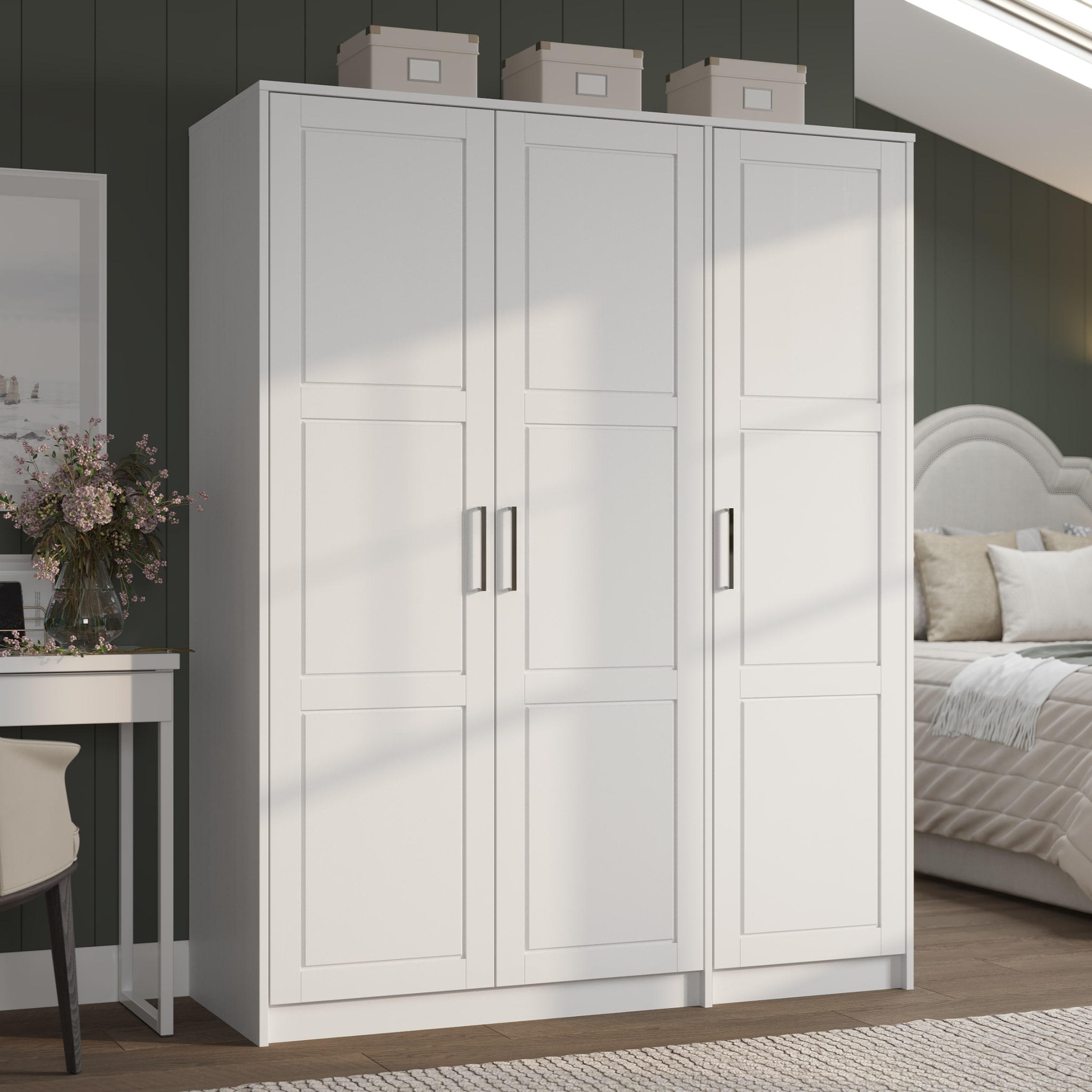 Palace Imports Urban 100% Solid Wood 3-Door Wardrobe Armoire