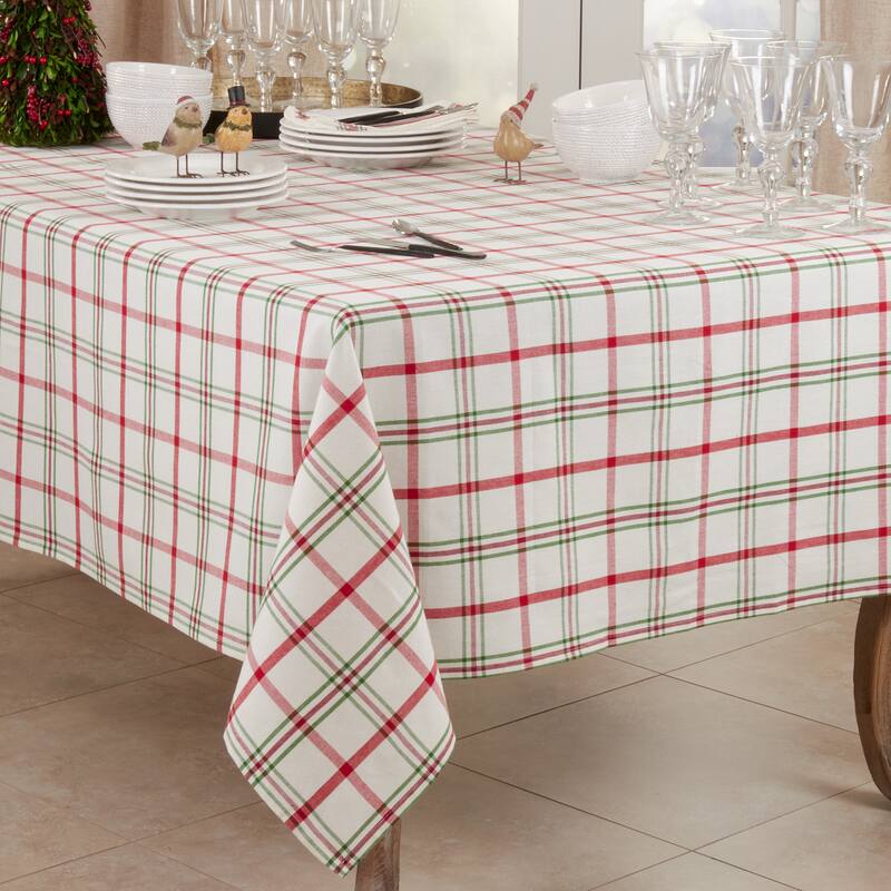 Square Tablecloth With Plaid Design