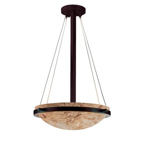 Alabaster Rocks! 18-inch Matte Black Round Pendant Bowl with Ring, Alabaster Rocks Shade