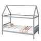 preview thumbnail 7 of 11, Light Grey Rubber Wood House Bed,Twin Size Kids Bed