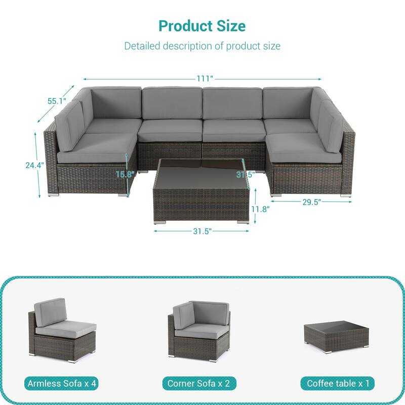 Bonosuki 7-Piece Patio Furniture Set All-Weather Conversation Sets
