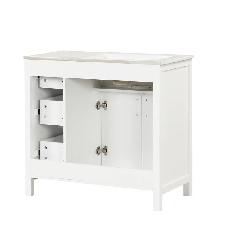 36" Modern Bathroom Vanity Set with Ceramic Sink, Storage Cabinet & Drawers