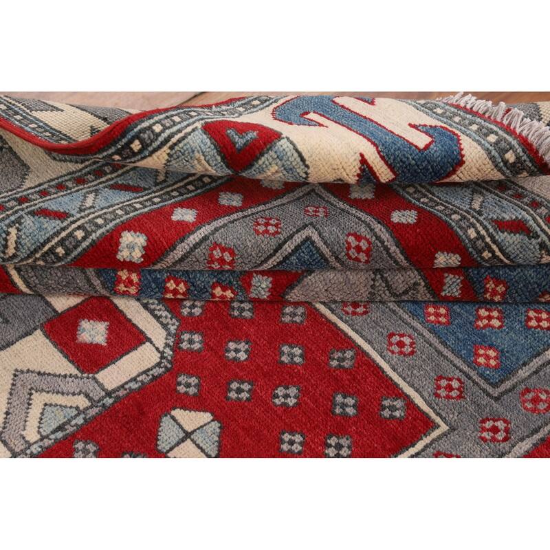 Kazak Oriental Area Rug Handmade Grey Traditional Wool Carpet - 4'11" x 6'9"
