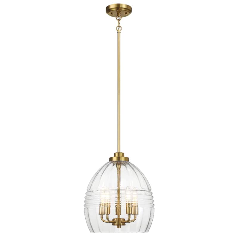 Pendant Chain Hanging Light with Clear Glass - Satin Brass