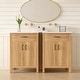 preview thumbnail 4 of 37, Natural Oak Bathroom Vanity with Ceramic Sink Solid Wood MDF Storage Cabinet for Bathroom 24/30/48/60 inches