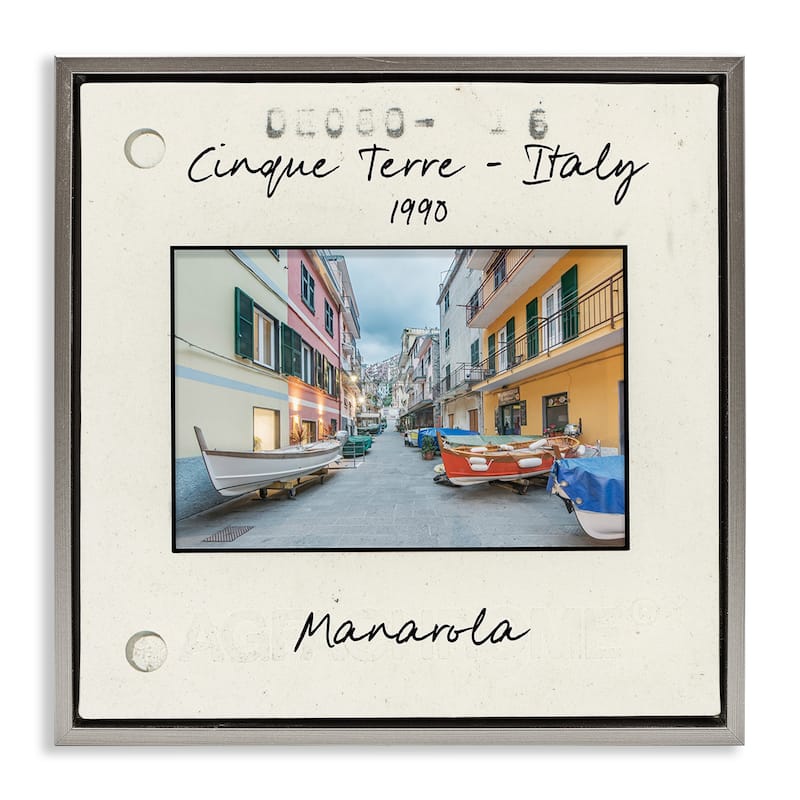 Stupell Vintage Travel Italy View Framed Floater Canvas Wall Art Design By Danita Delimont - 18 x 18 - Grey